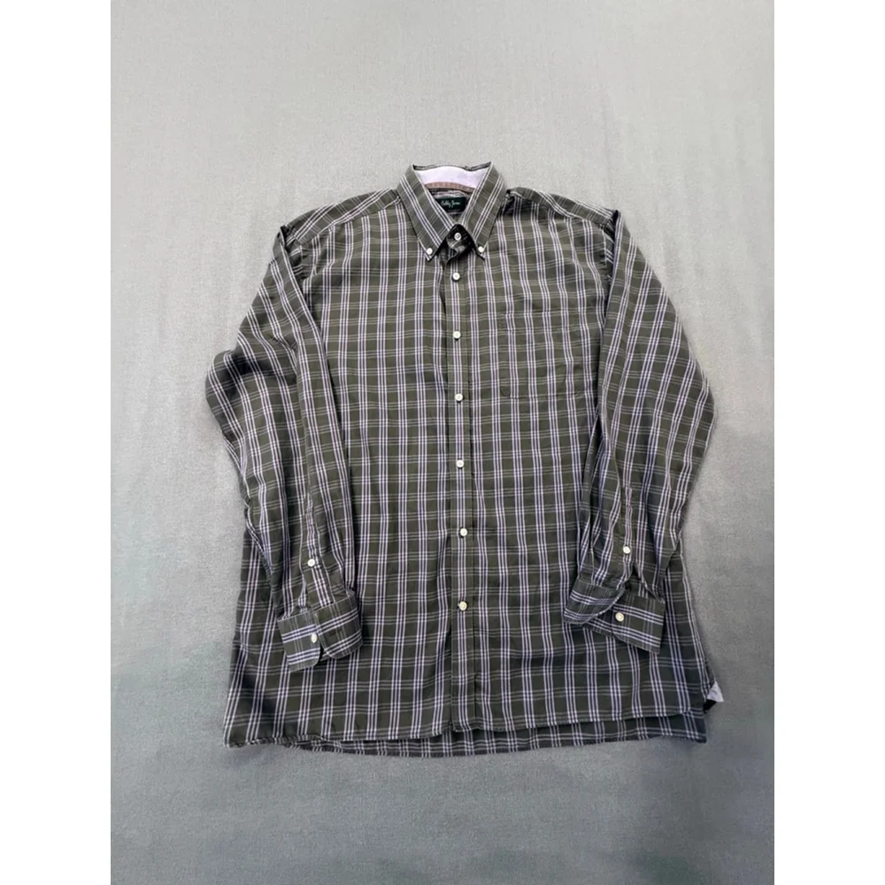 XL Bobby Jones LS Button Up 100% Cotton Green/Purple Men's Shirt